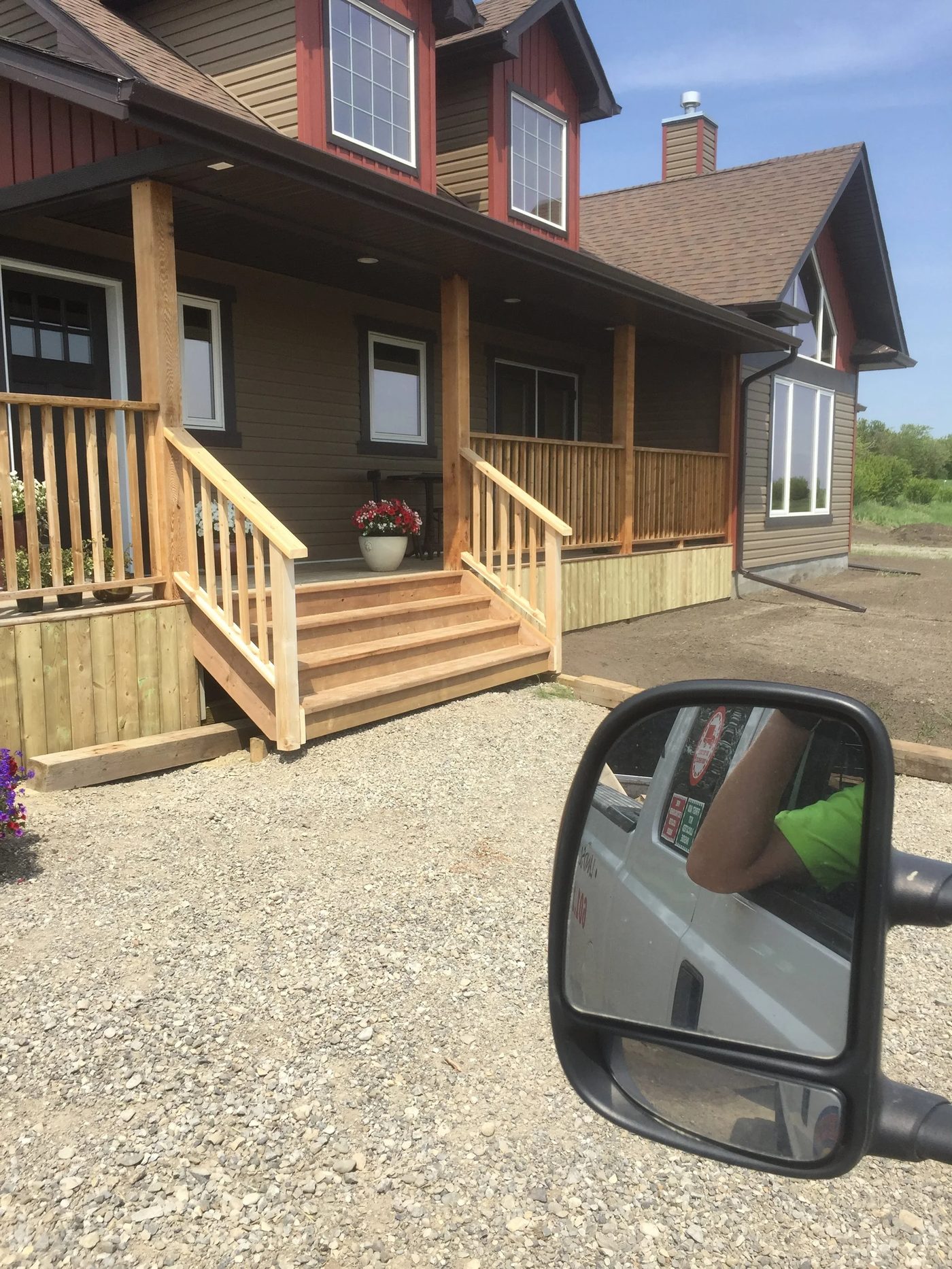 New front porch deck with railings and steps